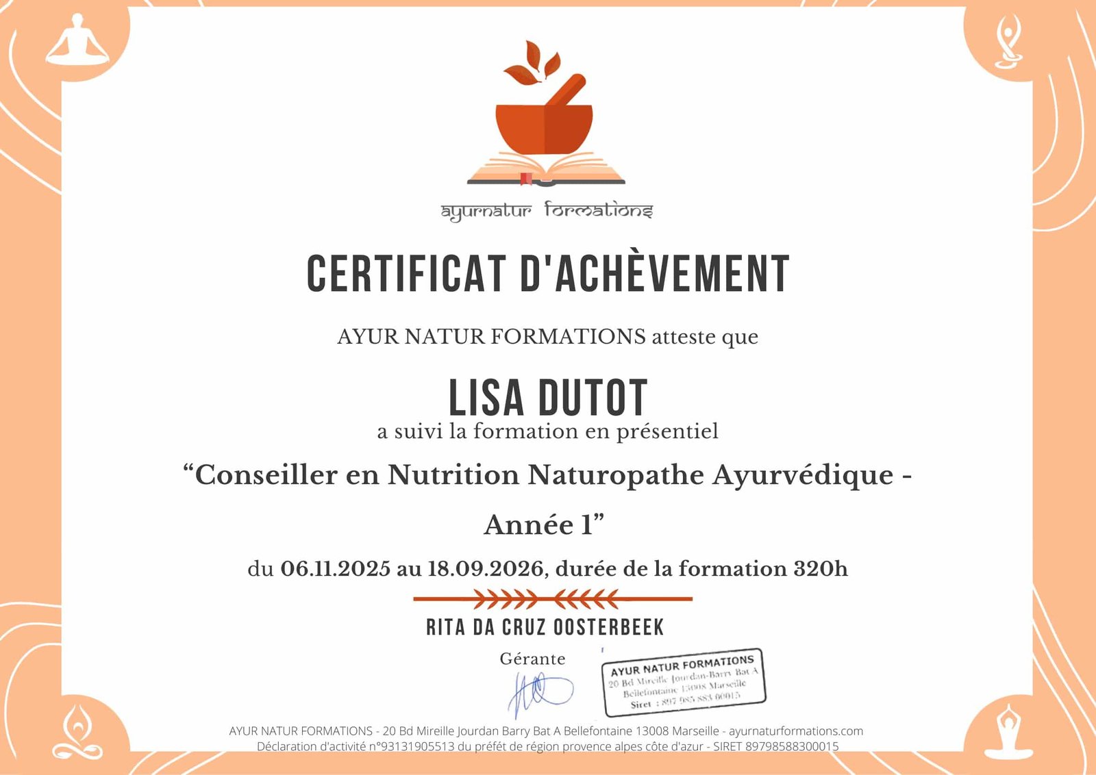 diplôme ayurveda
